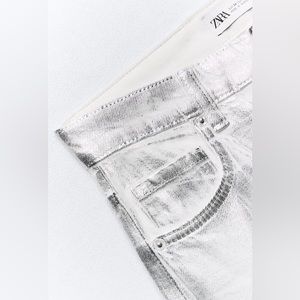ZARA TRF METALLIC HIGH RISE JEANS size 8